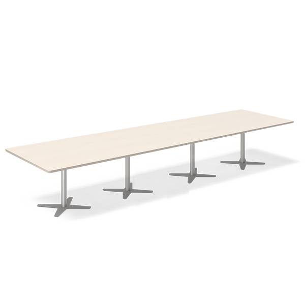 Office konferencebord rektangulært 440x120cm birk med alugråt stel