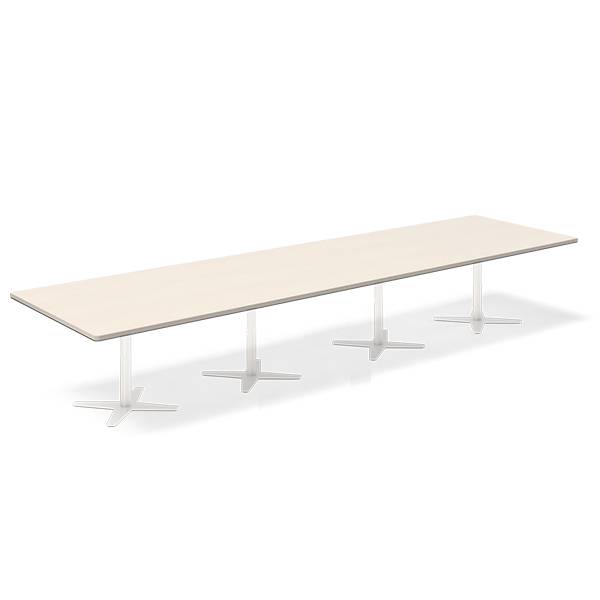 Office konferencebord rektangul&aelig;rt 440x120cm birk med hvidt stel