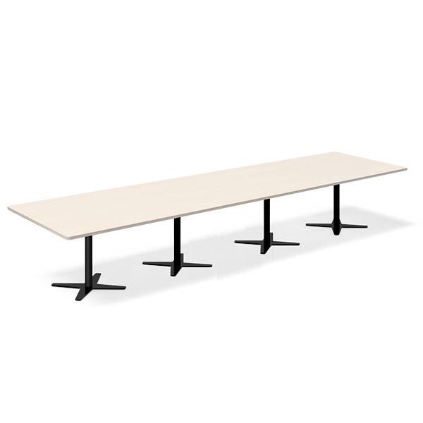 Office konferencebord rektangul&aelig;rt 440x120cm birk med sort stel