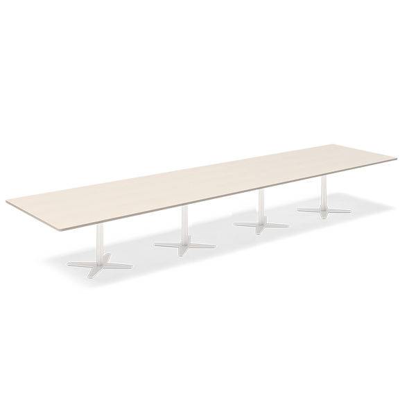 Office konferencebord rektangul&aelig;rt 500x120cm birk med hvidt stel