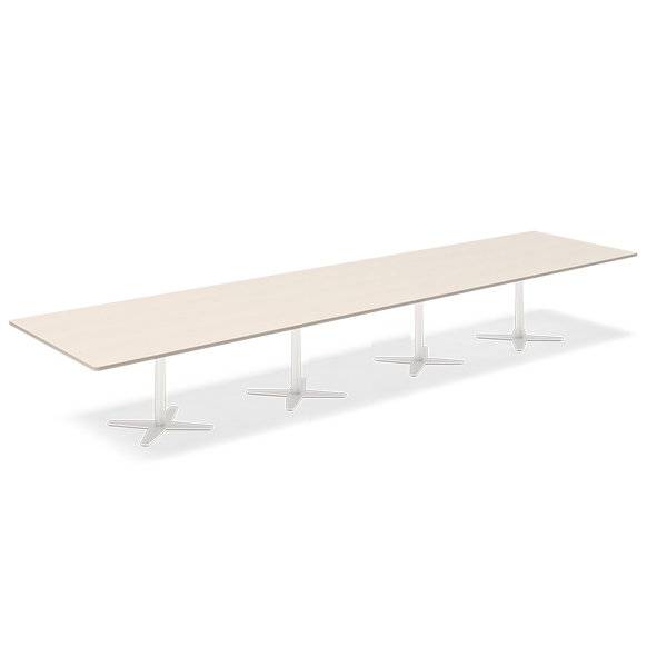 Office konferencebord rektangul&aelig;rt 500x120cm birk med hvidt stel