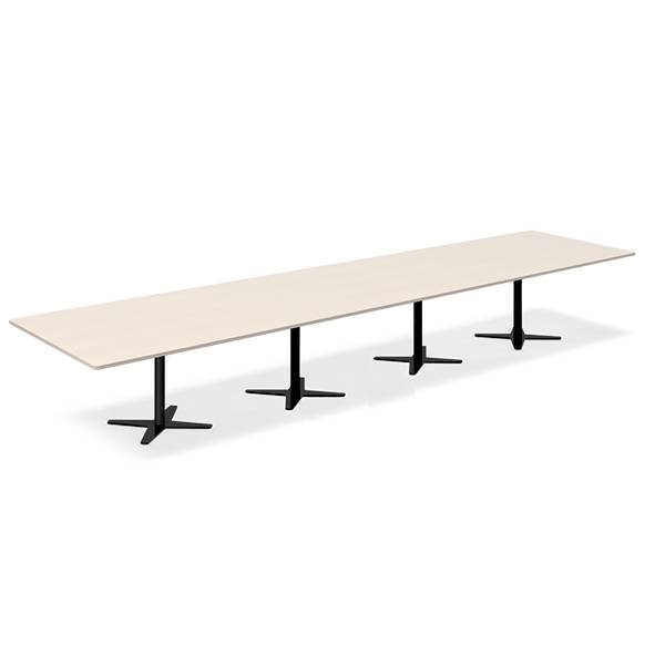 Office konferencebord rektangulært 500x120cm birk med sort stel