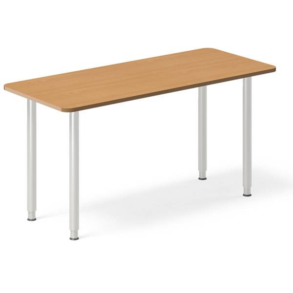 Office skrivebord 140x60cm bøg laminat med alugråt stel