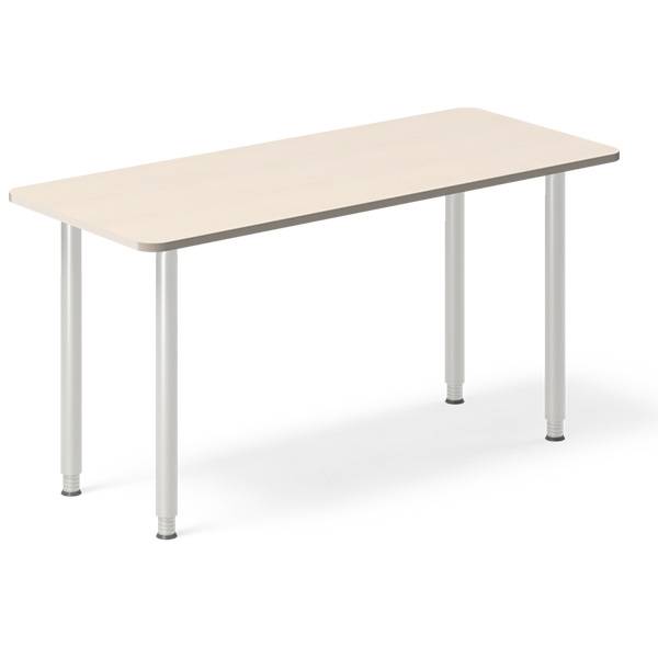 Office skrivebord 140x60cm birk laminat med alugråt stel
