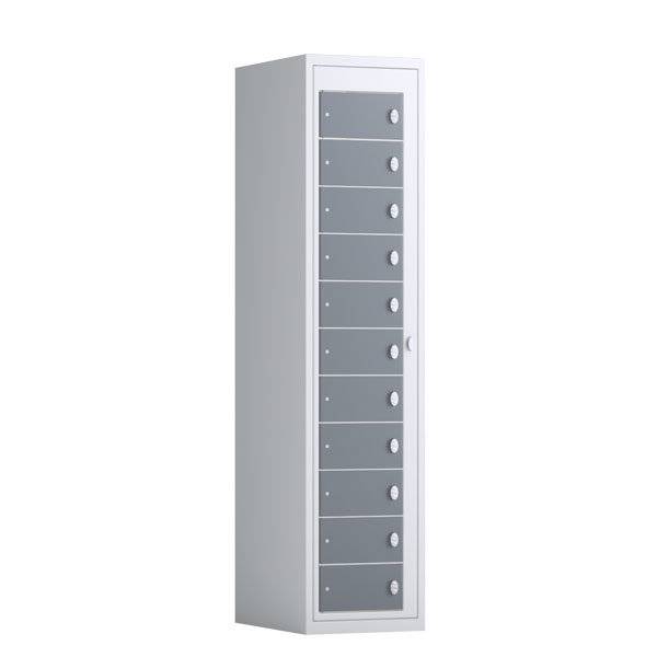 T&oslash;judleveringsskab 1x11 rum med greb til h&aelig;ngel&aring;s, med lige tag og antracitgr&aring; d&oslash;re