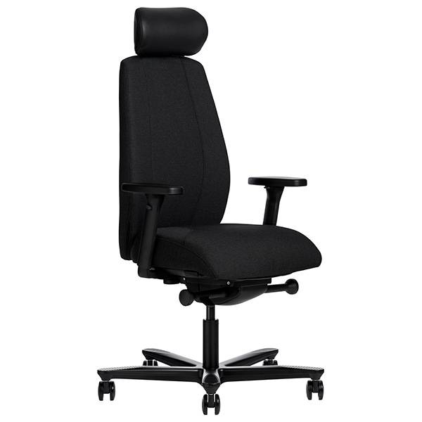 Office kontorstol med arml&aelig;n og nakkest&oslash;tte, sort med sort stel