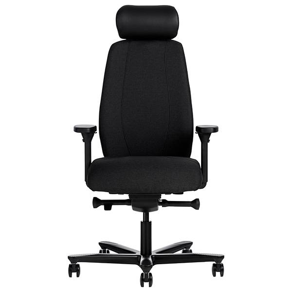 Office kontorstol med arml&aelig;n og nakkest&oslash;tte, sort med sort stel