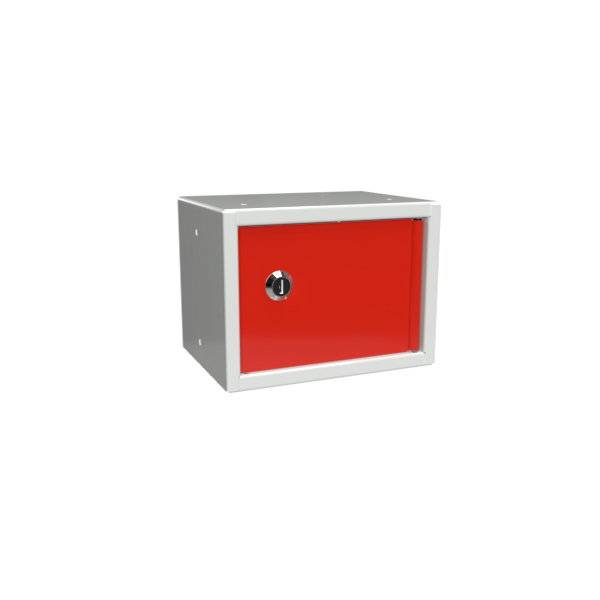 Opbevaringsboks med cylinderl&aring;s 150x200x150mm r&oslash;d
