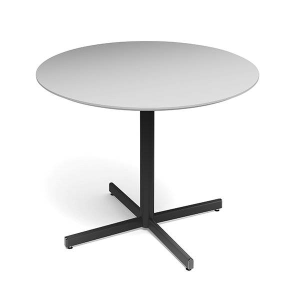 Cruzo konferencebord &Oslash;120cm i lys gr&aring; laminat med sort stel
