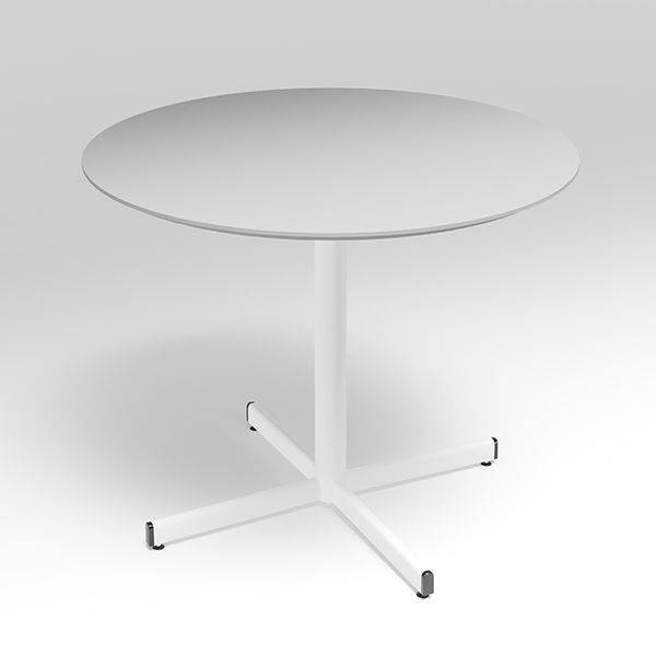 Cruzo konferencebord &Oslash;120cm i lys gr&aring; laminat med hvidt stel