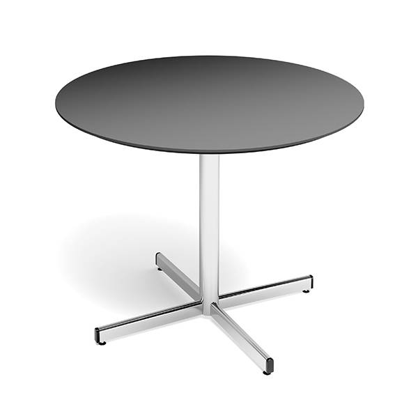 Cruzo konferencebord &Oslash;120cm, antracit laminat med alugr&aring;t stel