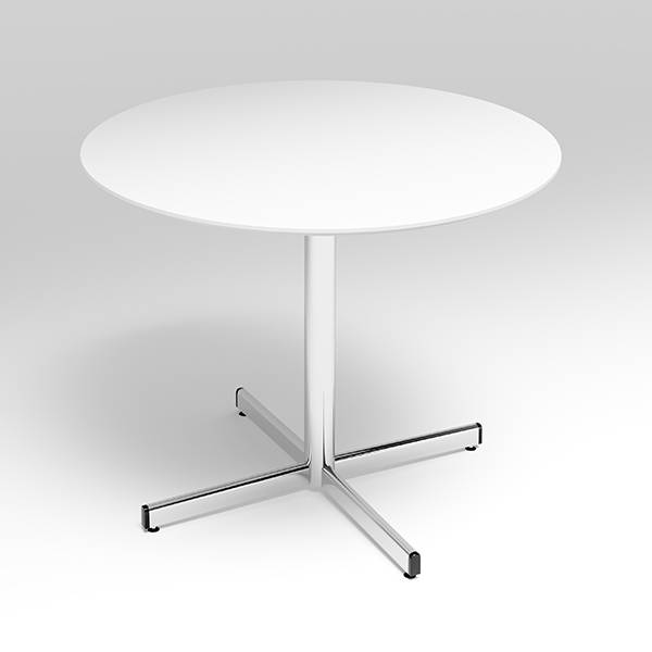 Cruzo konferencebord &Oslash;120cm i hvid laminat med alugr&aring;t stel