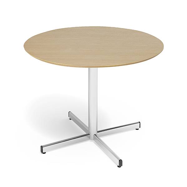 Cruzo konferencebord &Oslash;120cm i b&oslash;g laminat med alugr&aring;t stel