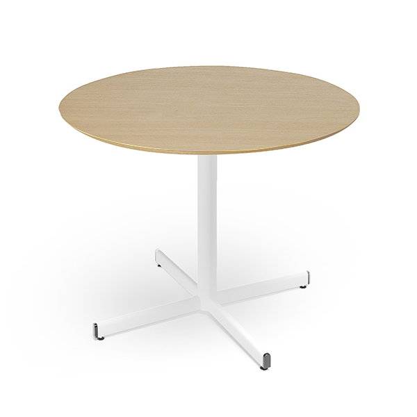 Cruzo konferencebord &Oslash;120cm i b&oslash;g laminat med hvidt stel