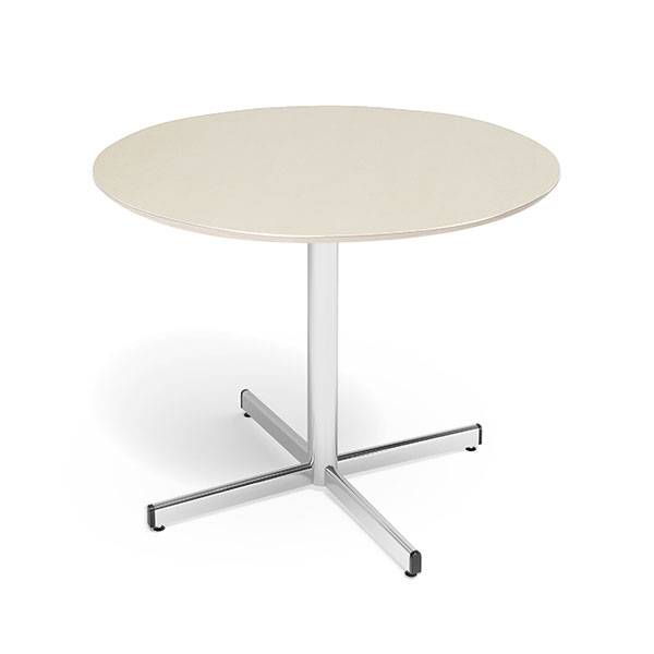 Cruzo konferencebord &Oslash;120cm i birk laminat med alugr&aring;t stel