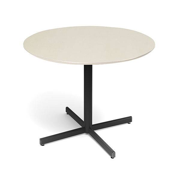 Cruzo konferencebord &Oslash;120cm i birk laminat med sort stel