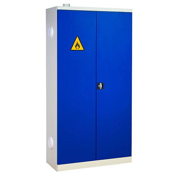 Kemikalieskab SMVH med 4 hylder 1990x1000x435mm, bl&aring; d&oslash;re