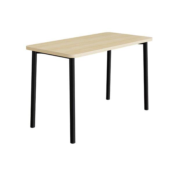 B&oslash;rnebord 140x70cm i birk h&oslash;jtrykslaminat med sort stel, h&oslash;jde 90cm 