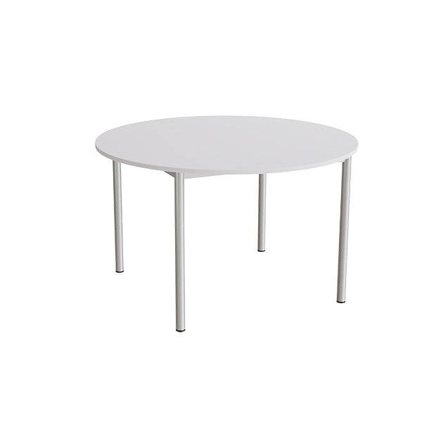 Kantinebord &Oslash;120cm i gr&aring; h&oslash;jtrykslaminat med alugr&aring;t stel, h&oslash;jde 72cm