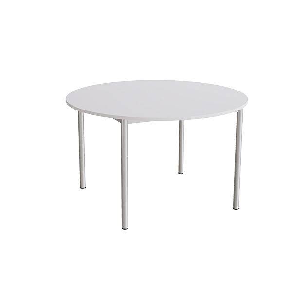 Kantinebord &Oslash;120cm i gr&aring; h&oslash;jtrykslaminat med alugr&aring;t stel, h&oslash;jde 72cm