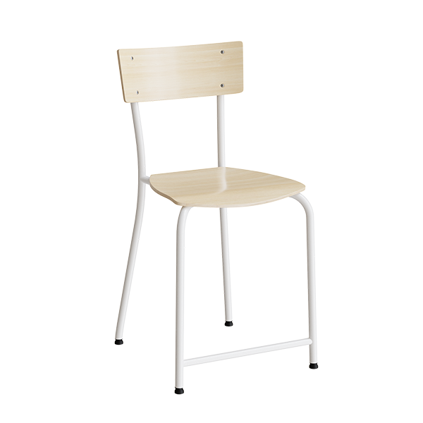 Strong 112 elevstol i birk laminat med hvidt stel