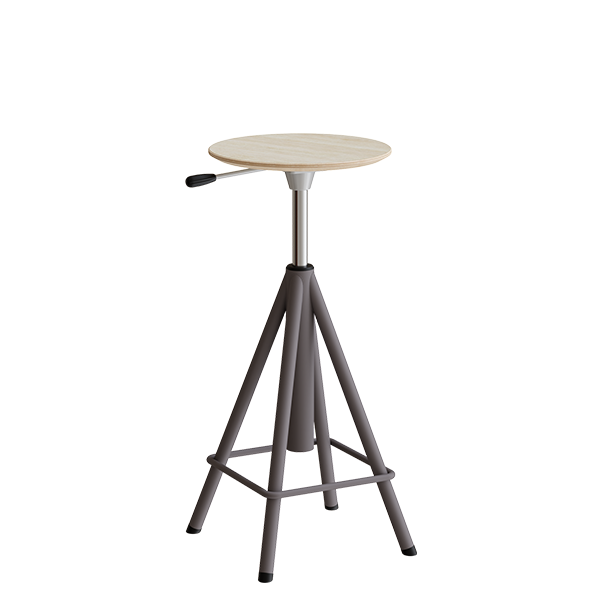 Atlas taburet 600-720mm med gascylinder egelaminat, grå ben