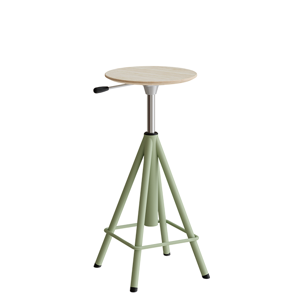 Atlas taburet 600-720mm med gascylinder egelaminat, gr&oslash;nne ben