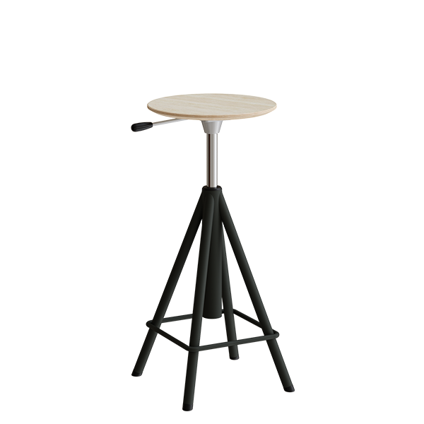 Atlas taburet 600-720mm med gascylinder egelaminat, sorte ben