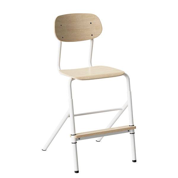 Atlas elevstol justerbar med hvid egelaminat og hvidt stel