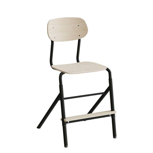 Atlas elevstol justerbar med hvid egelaminat og sort stel