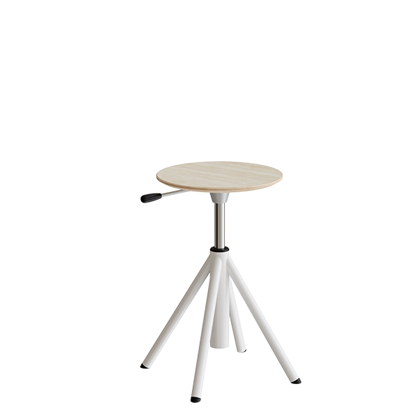 Atlas taburet 430-550mm med gascylinder egelaminat, hvide ben