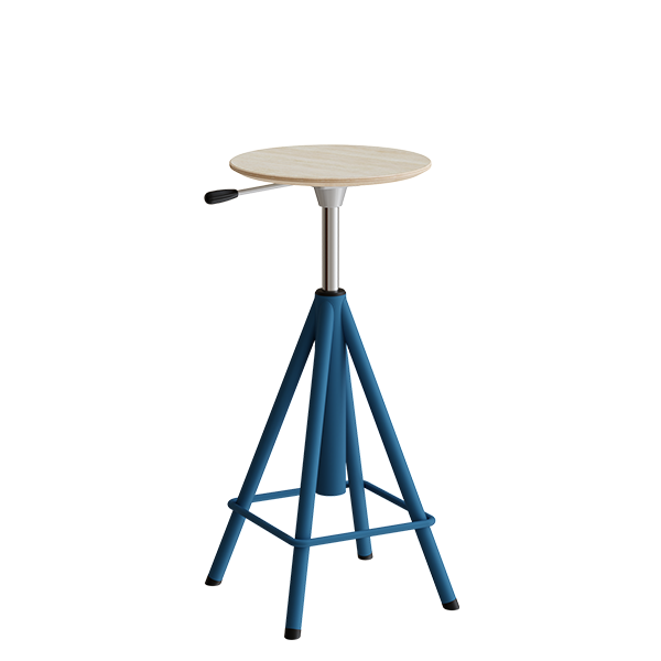 Atlas taburet 600-720mm med gascylinder egelaminat, bl&aring; ben