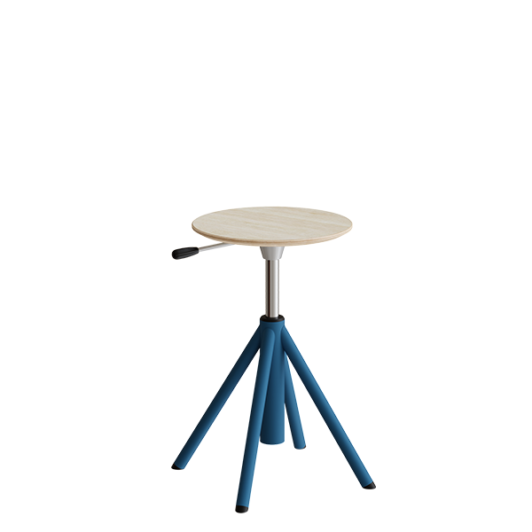 Atlas taburet 430-550mm med gascylinder egelaminat, blå ben