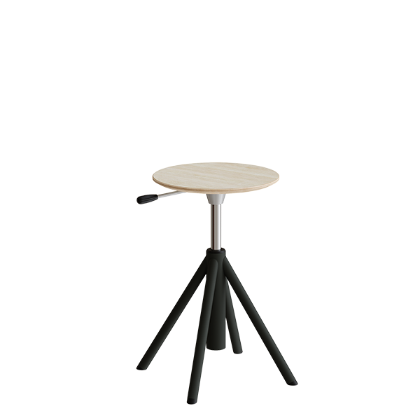 Atlas taburet 430-550mm med gascylinder egelaminat, sorte ben