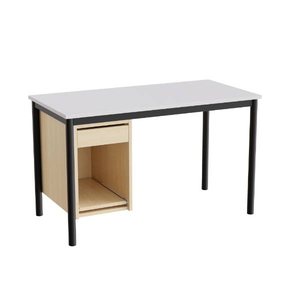 Sybord 120x60cm i gr&aring; laminat med sort stel, h&oslash;jde 72cm