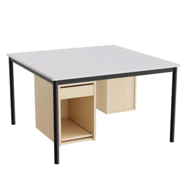 Sybord 1200x1200mm grå laminat med sort stel