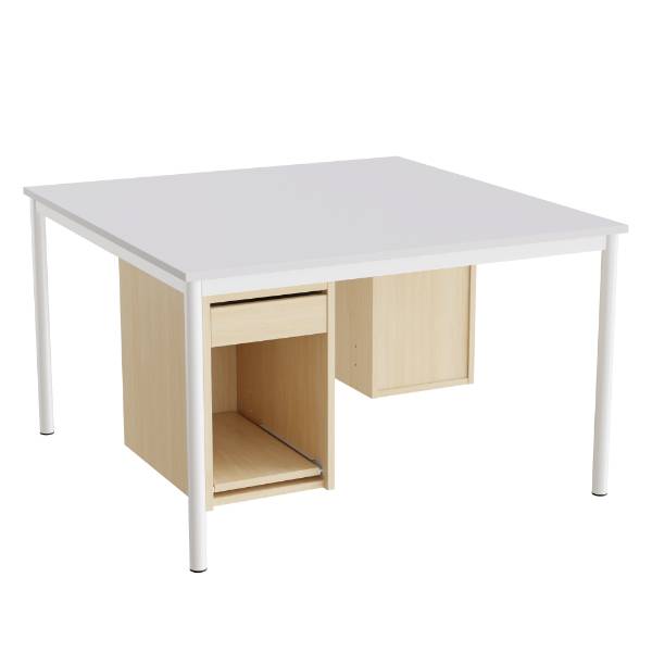 Sybord 120x120cm gr&aring; laminat med hvidt stel