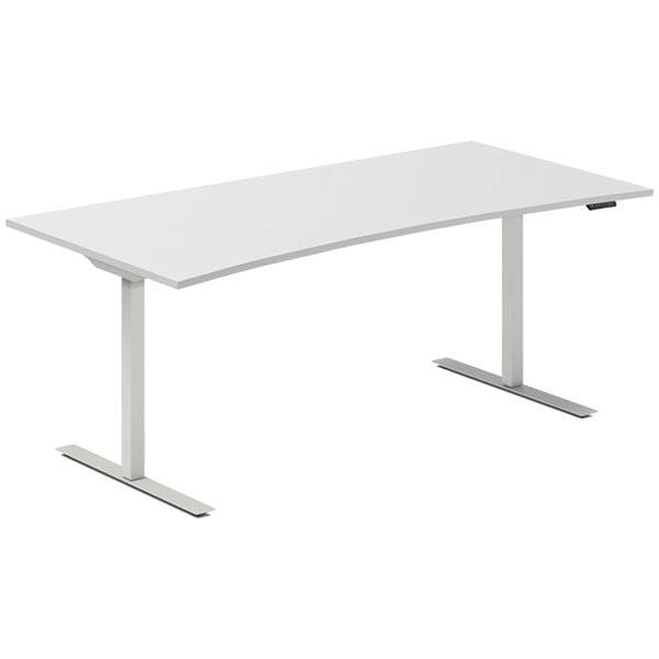 Office hæve-sænkebord 180x80cm i lys grå med bue alugråt stel
