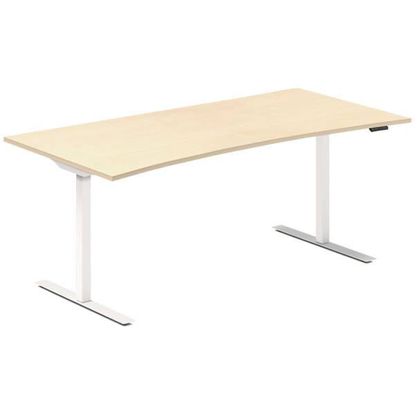 Office hæve-sænkebord 180x80cm i birk med bue hvidt stel