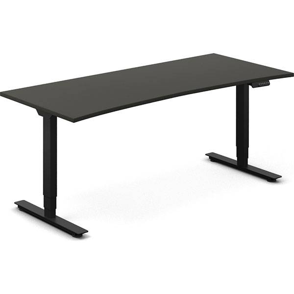 Office hæve-sænkebord 180x80cm i antracit med bue sort stel