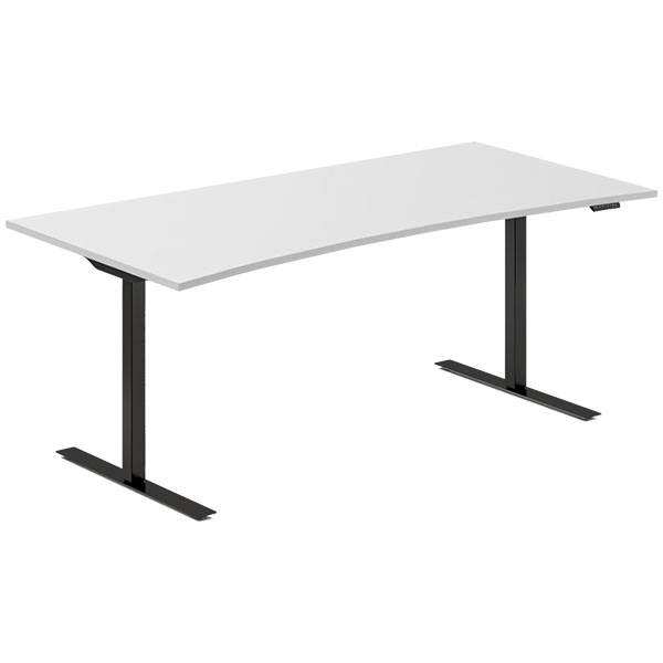 Office hæve-sænkebord 180x80cm i lys grå med bue sort stel
