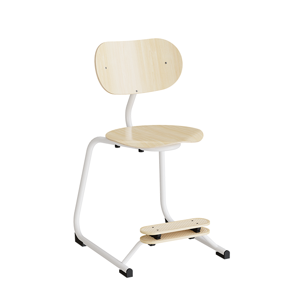 Smile lav elevstol i birk laminat med hvidt glans stel 
