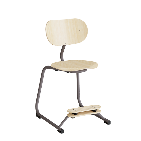Smile lav elevstol i birk laminat med gr&aring;t stel