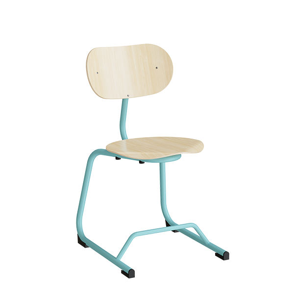 Smile h&oslash;j elevstol i birk laminat med turkis stel