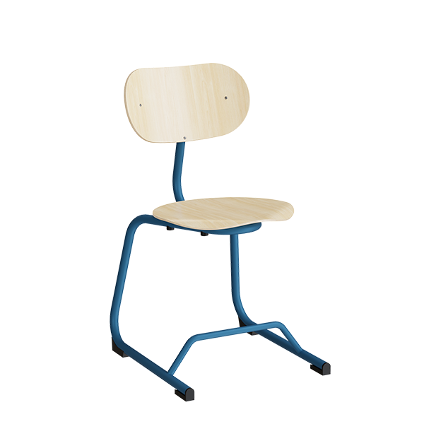 Smile h&oslash;j elevstol i birk laminat med bl&aring;t stel