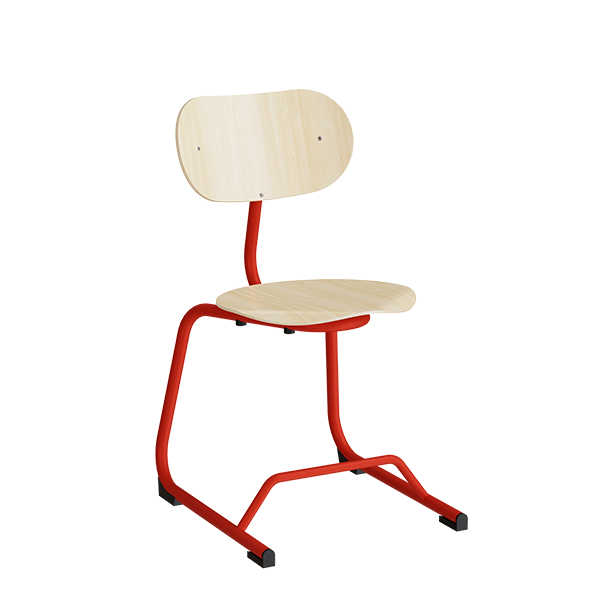 Smile h&oslash;j elevstol i birk laminat med r&oslash;dt stel
