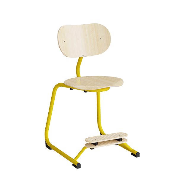 Smile lav elevstol i birk laminat med gult stel