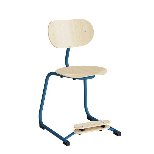 Smile mellem elevstol i birk laminat med bl&aring;t stel