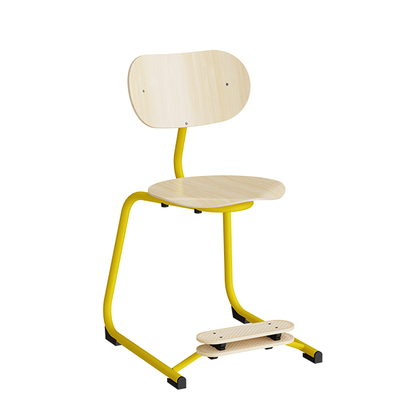 Smile mellem elevstol i birk laminat med gult stel