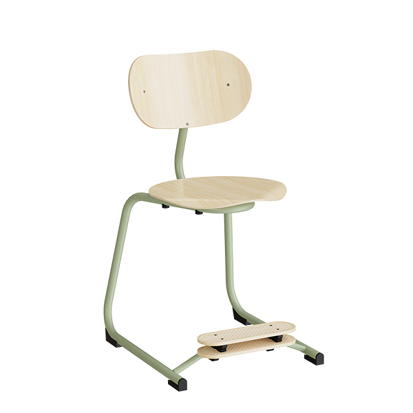 Smile mellem elevstol i birk laminat med gr&oslash;nt stel